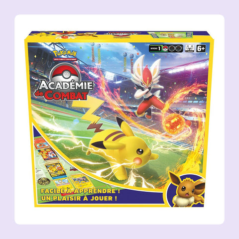 Academie de combat Pokemon 2022 avec Pikachu, Évoli et Pyrobut [fond]