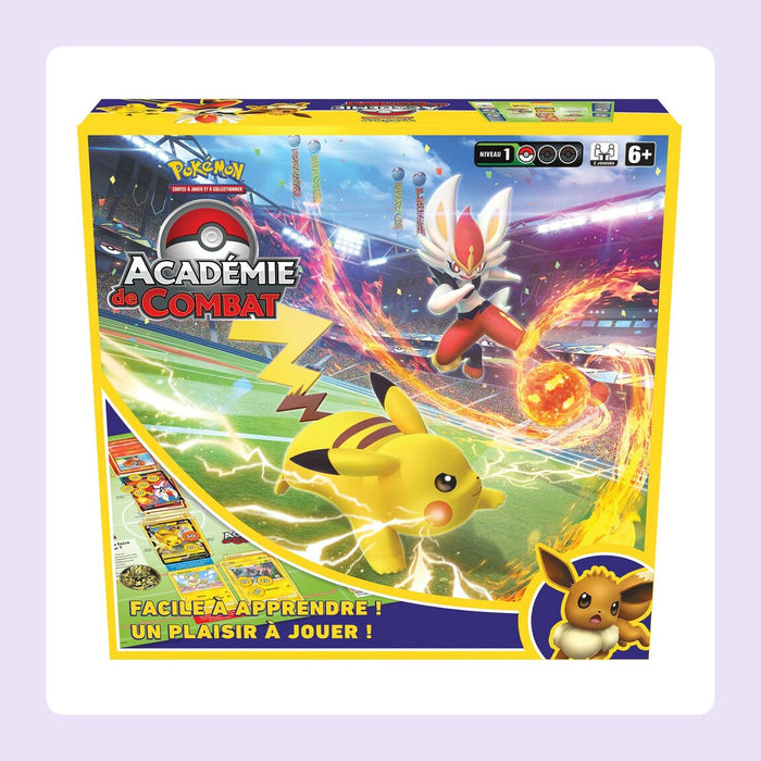 Academie de combat Pokemon 2022 avec Pikachu, Évoli et Pyrobut [fond]