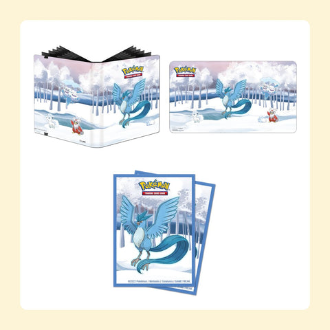 Contenu du lot : Portfolio A4 Pro-Binder Frosted Forest (360 cartes) - 9 pochettes, Tapis de jeu Pokémon Frosted Forest, Sleeves Protèges Cartes Ultra Pro Artikodin Frosted Forest 65 Pièces