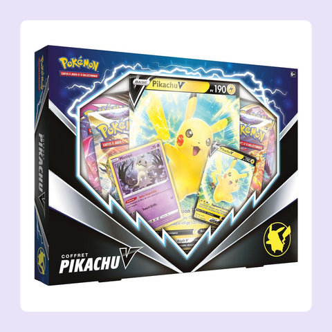 Coffret Pokémon Pikachu V avec 4 boosters [fond]