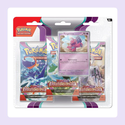 Tripack Pokémon Écarlate et Violet EV02 Évolutions À Paldea - Forgerette [fond]