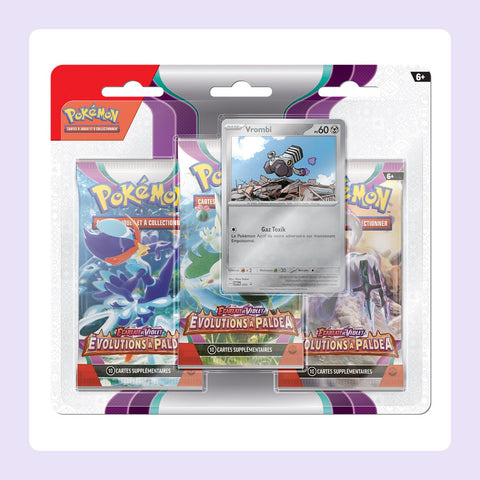 Tripack Pokémon Écarlate et Violet EV02 Évolutions À Paldea - Vrombi [fond]