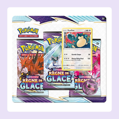 Tripack Pokémon EB06 Règne de glace - Ronflex [fond]