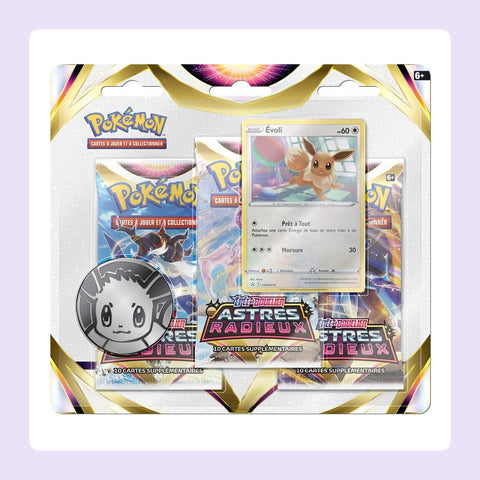 Tripack Pokémon EB10 Astres Radieux - Évoli [fond]